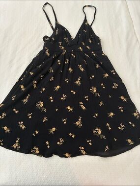 Abercrombie & Fitch Black Mini Dress with Yellow Floral Print